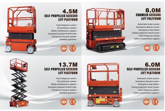 6m 8m 10m selbstfahrende elektrische Schere Aufzug Luftarbeitsplattform 230kg Belastung